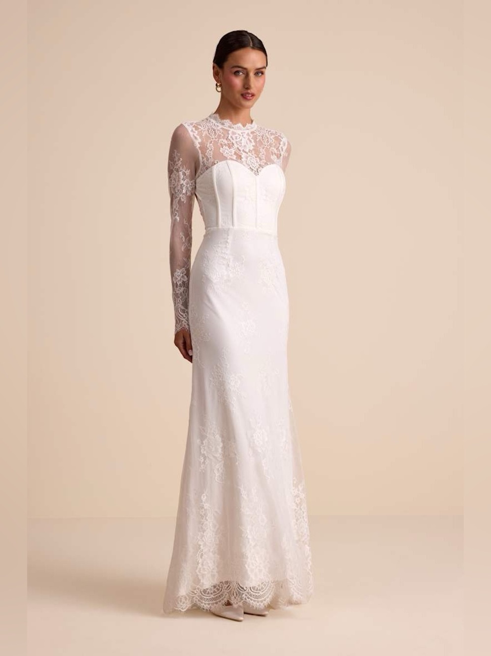 NWT Lulus | Laveau White Lace Bustier Backless Mermaid Maxi Wedding Dress XS